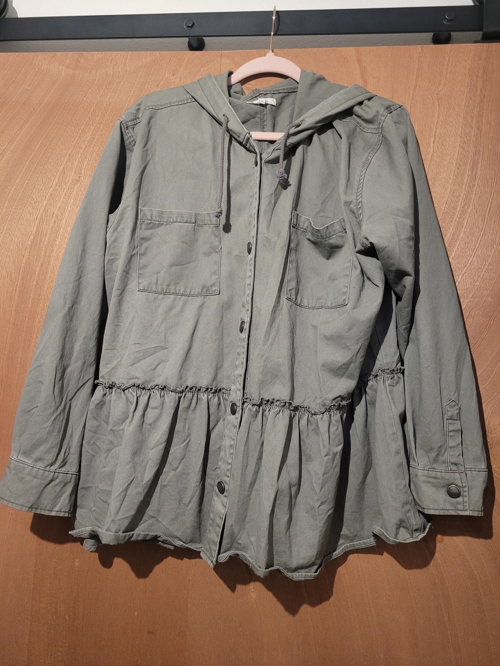 Maurices Womens Hooded Peplum Jacket in Sage Green Size 2xl